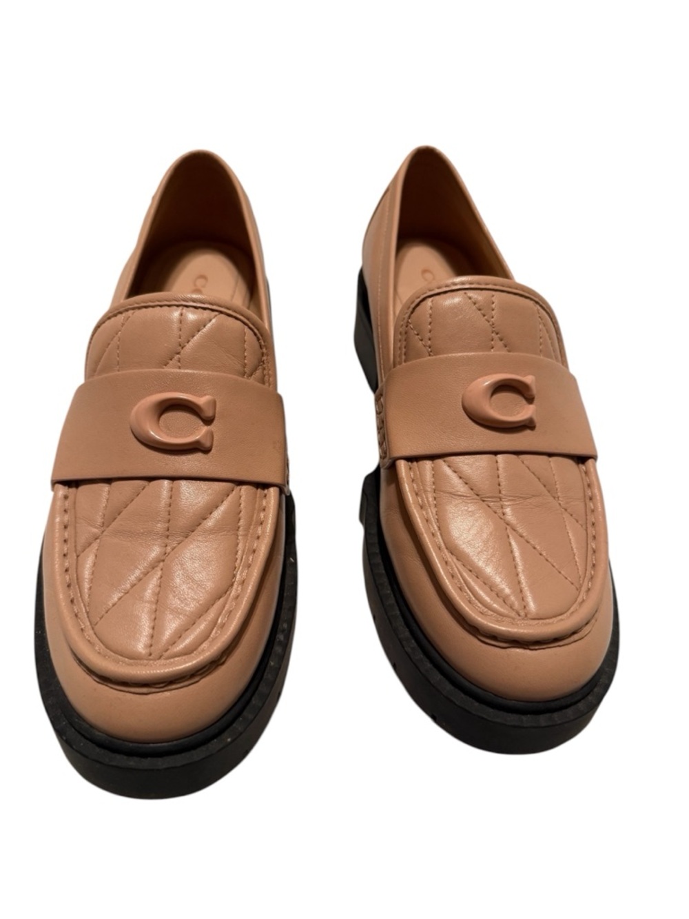 Coach Quilted Leather Loafers in Tan and Black